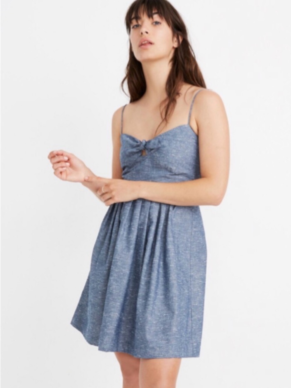 Madewell Chambray Blue Tie-Front Mini Dress